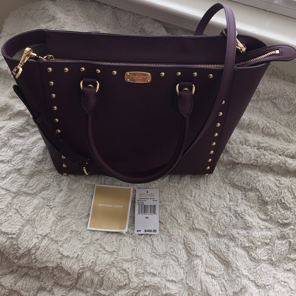Michael Kors Sandrine Stud Large Tote in Plum